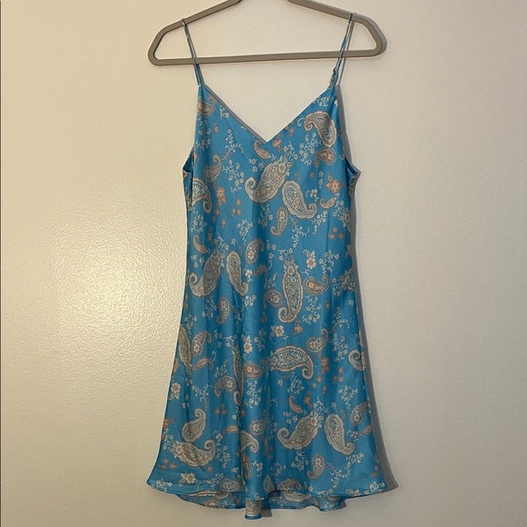 Dress Forum Dresses & Skirts - Dress Forum | Mini slip dress Paisley & ditsy floral Women size L satin sky blue